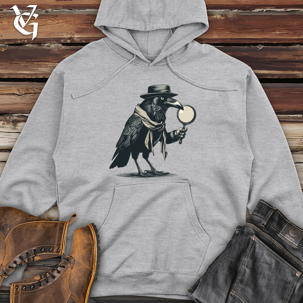 Viking Goods Raven Detective Mystery Midweight Hooded Sweatshirt Bone / L