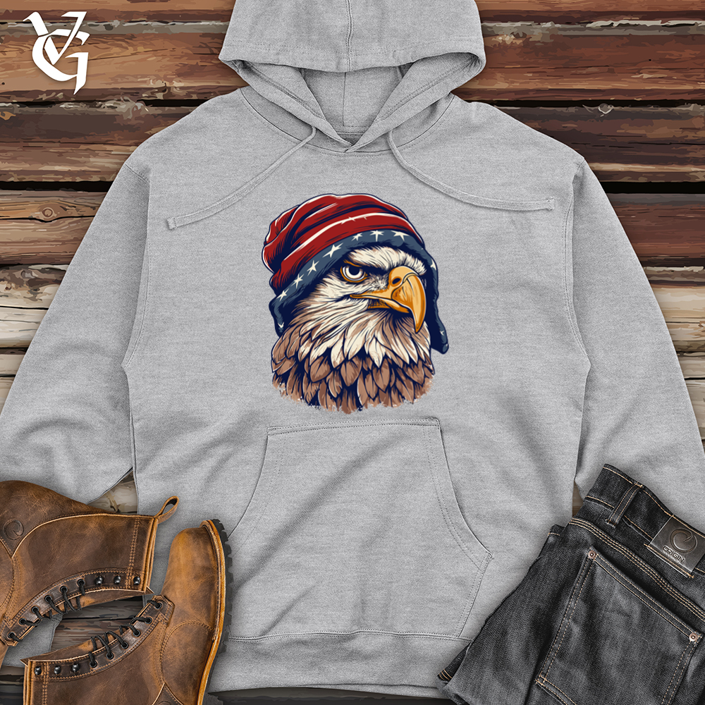Viking Goods Retro Beanie Wearing Eagle Midweight Hooded Sweatshirt Grey Heather / L