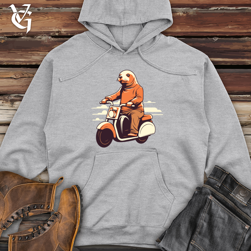 Viking Goods Seal Scooter Cruise Midweight Hooded Sweatshirt Grey Heather / L