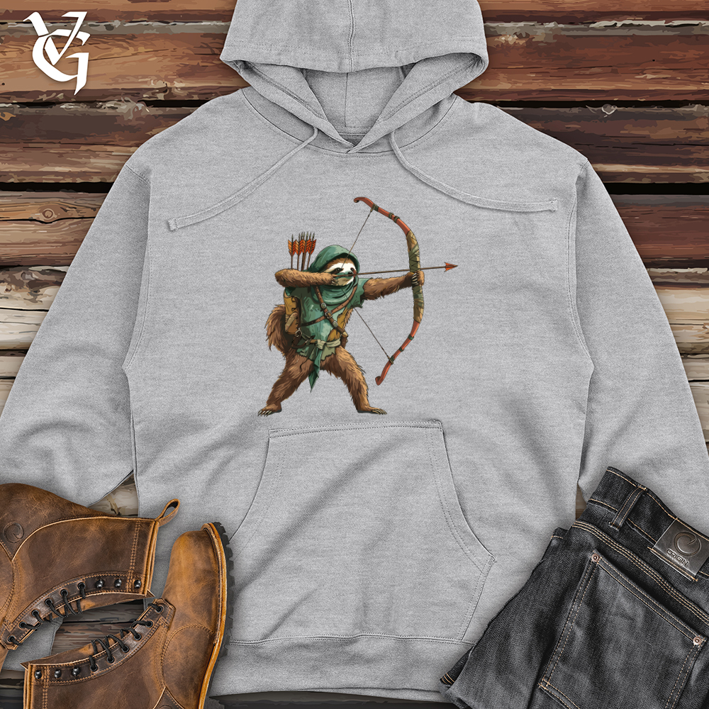Viking Goods Sloth Archer Adventure Midweight Hooded Sweatshirt Grey Heather / L