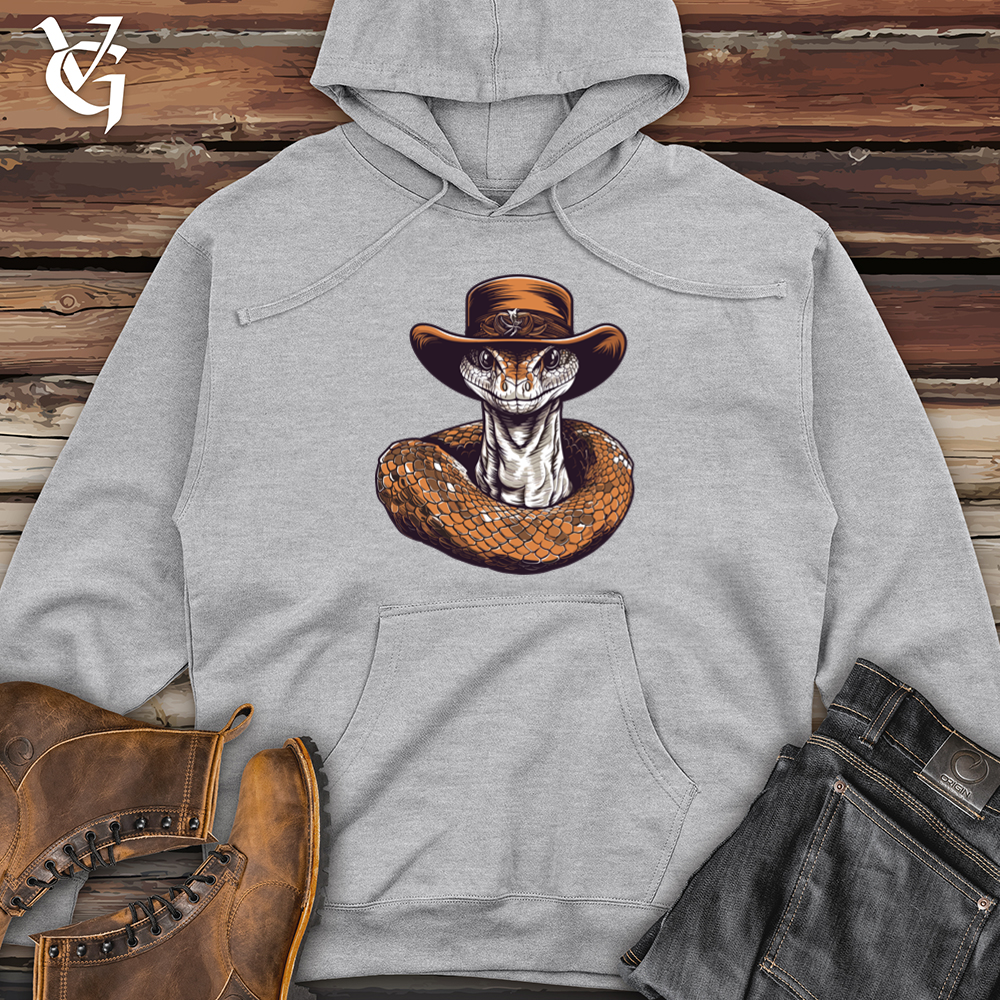 Viking Goods Snake Cowboy Wild West Slither Midweight Hooded Sweatshirt Grey Heather / L