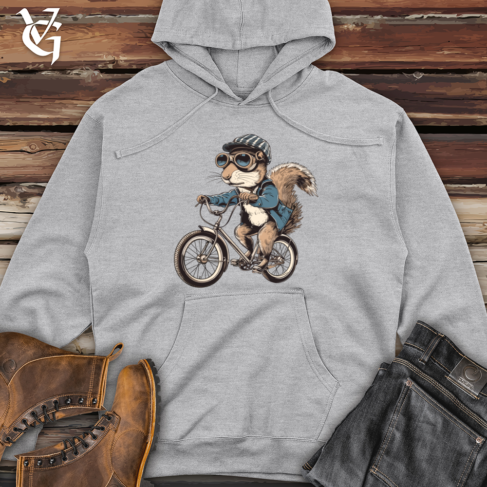 Viking Goods Squirrel Cyclist Voyage Midweight Hooded Sweatshirt Grey Heather / L