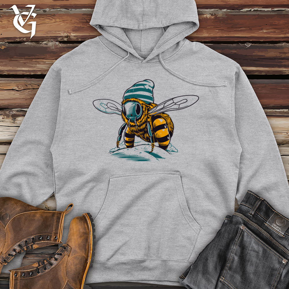 Viking Goods Stylish Beanie Bee Midweight Hooded Sweatshirt Grey Heather / L