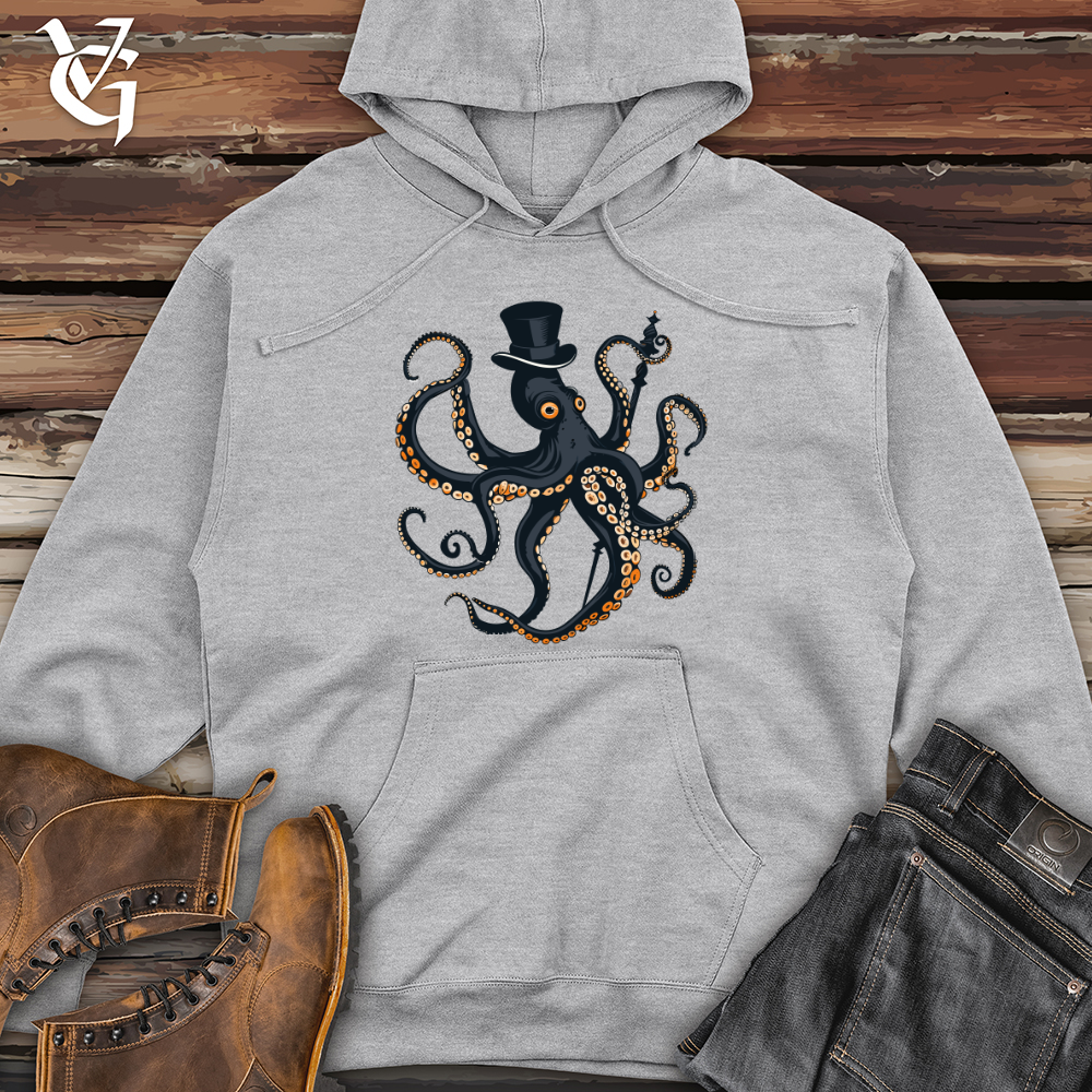 Viking Goods Tentacled Aristocrat Charmer Midweight Hooded Sweatshirt Grey Heather / L