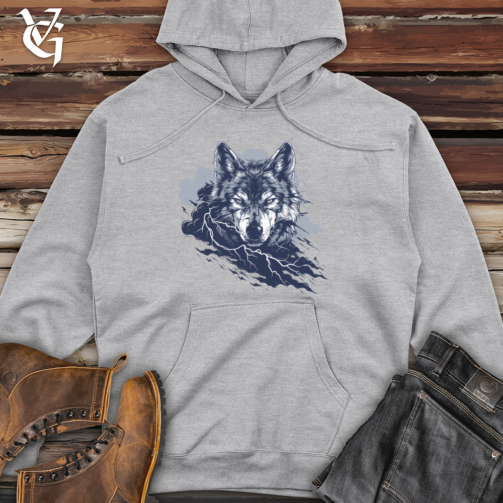 Viking Goods Thunder Wolf Glare Midweight Hooded Sweatshirt Grey Heather / L