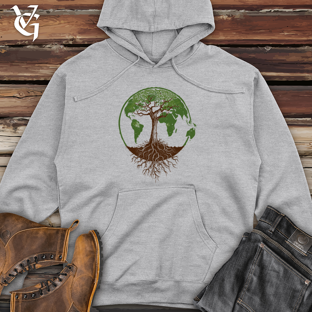 Viking Goods Tree of Life Earth Midweight Hooded Sweatshirt Grey Heather / L