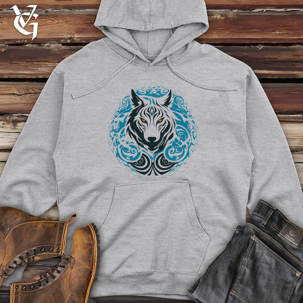 Viking Goods Tribal Wolf Essence Midweight Hooded Sweatshirt Grey Heather / L