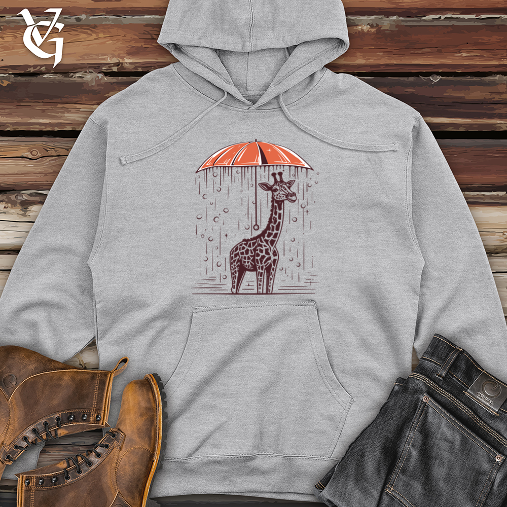 Viking Goods Vintage Rainy Giraffe Midweight Hooded Sweatshirt Grey Heather / L