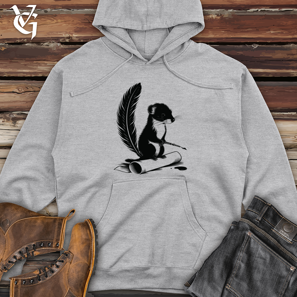 Viking Goods Weasel Quill Scribe Midweight Hooded Sweatshirt Grey Heather / L
