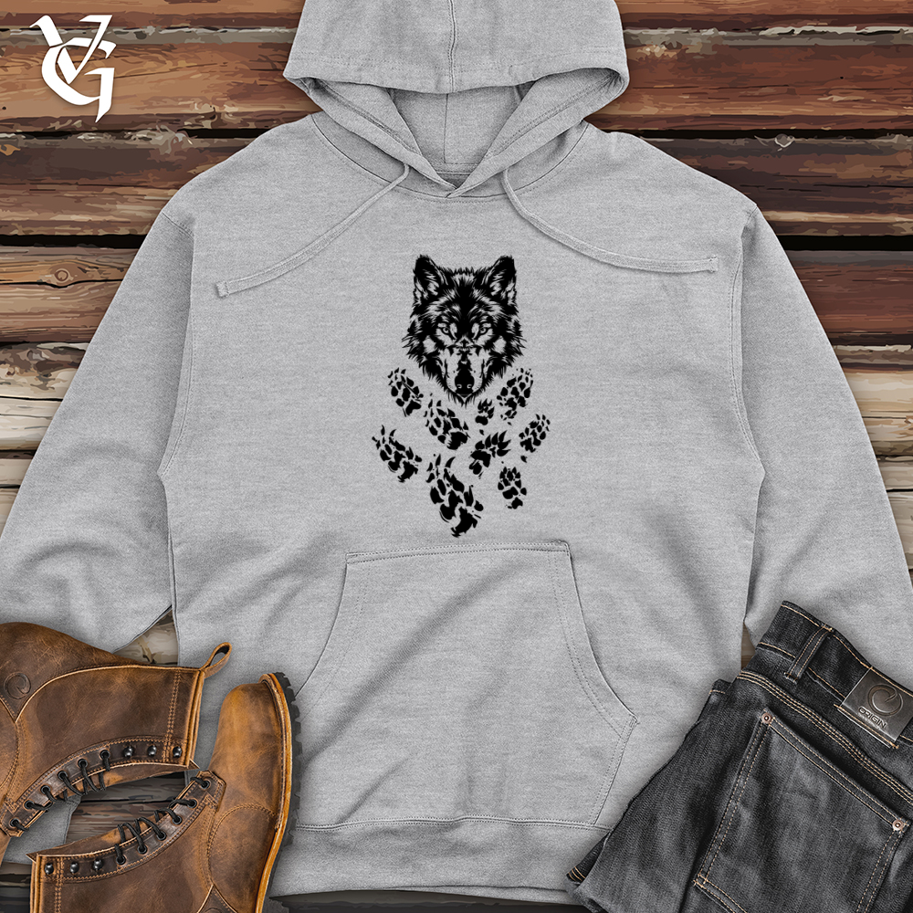 Viking Goods Wolf Paw Trail Midweight Hooded Sweatshirt Grey Heather / L