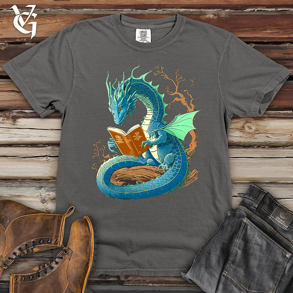 Viking Goods Dragon Book Worm Heavy Cotton Comfort Colors Tee Grey / L