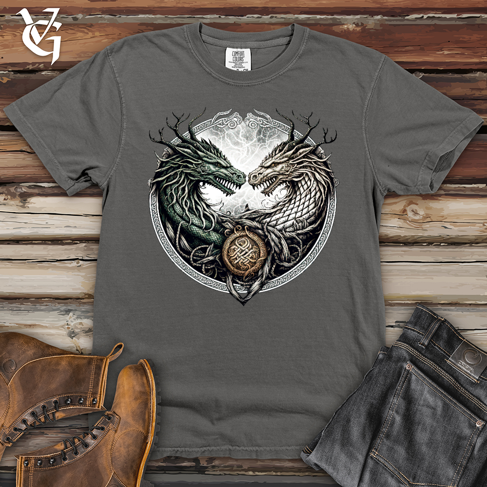 Viking Goods Horned Twin Dragons Heavy Cotton Comfort Colors Tee Grey / L