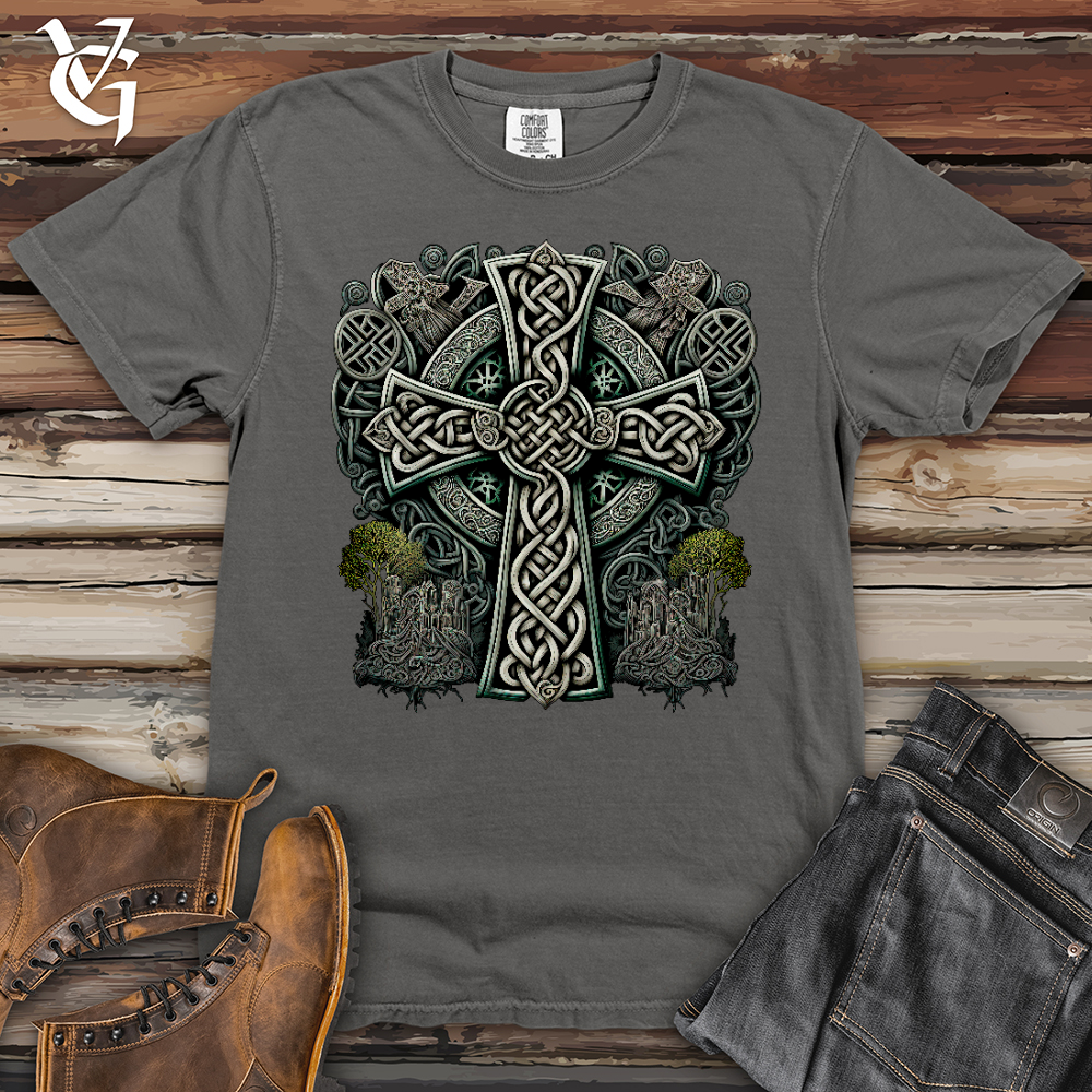 Viking Goods Metallic Celtic Crosses Heavy Cotton Comfort Colors Tee Grey / L