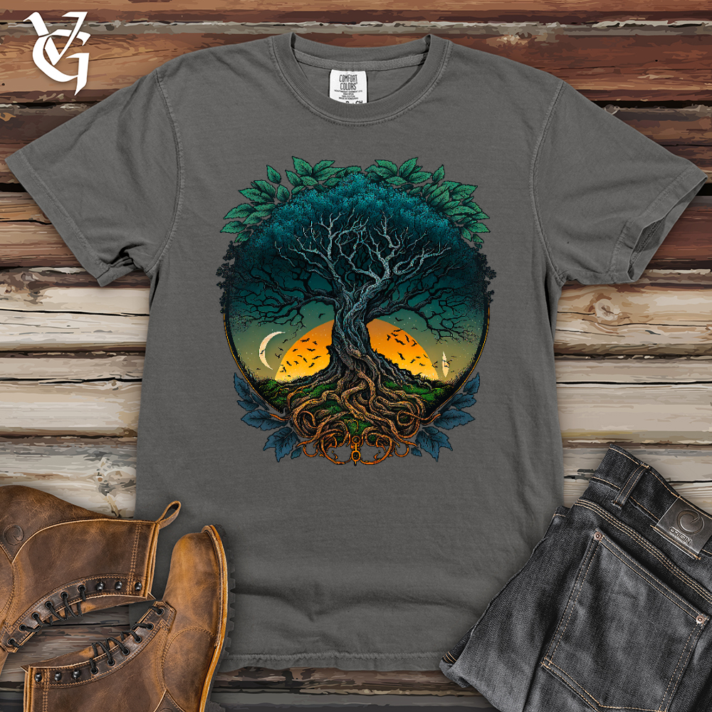 Viking Goods Sunset Yggdrasil Heavy Cotton Comfort Colors Tee Grey / L