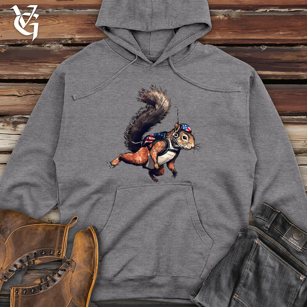 Viking Goods American Skydiving Squirrel Midweight Hooded Sweatshirt Gunmetal Heather / L