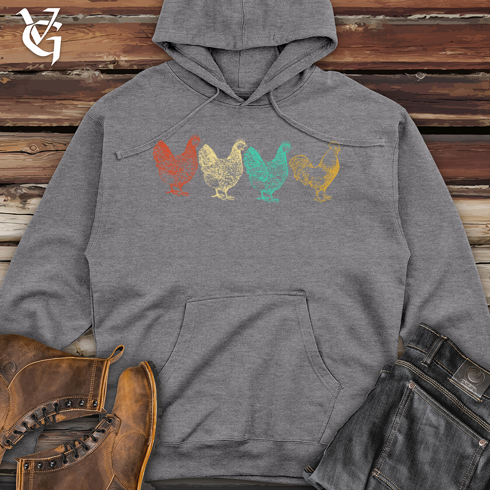 Viking Goods Chicken Scene Midweight Hooded Sweatshirt Gunmetal Heather / L
