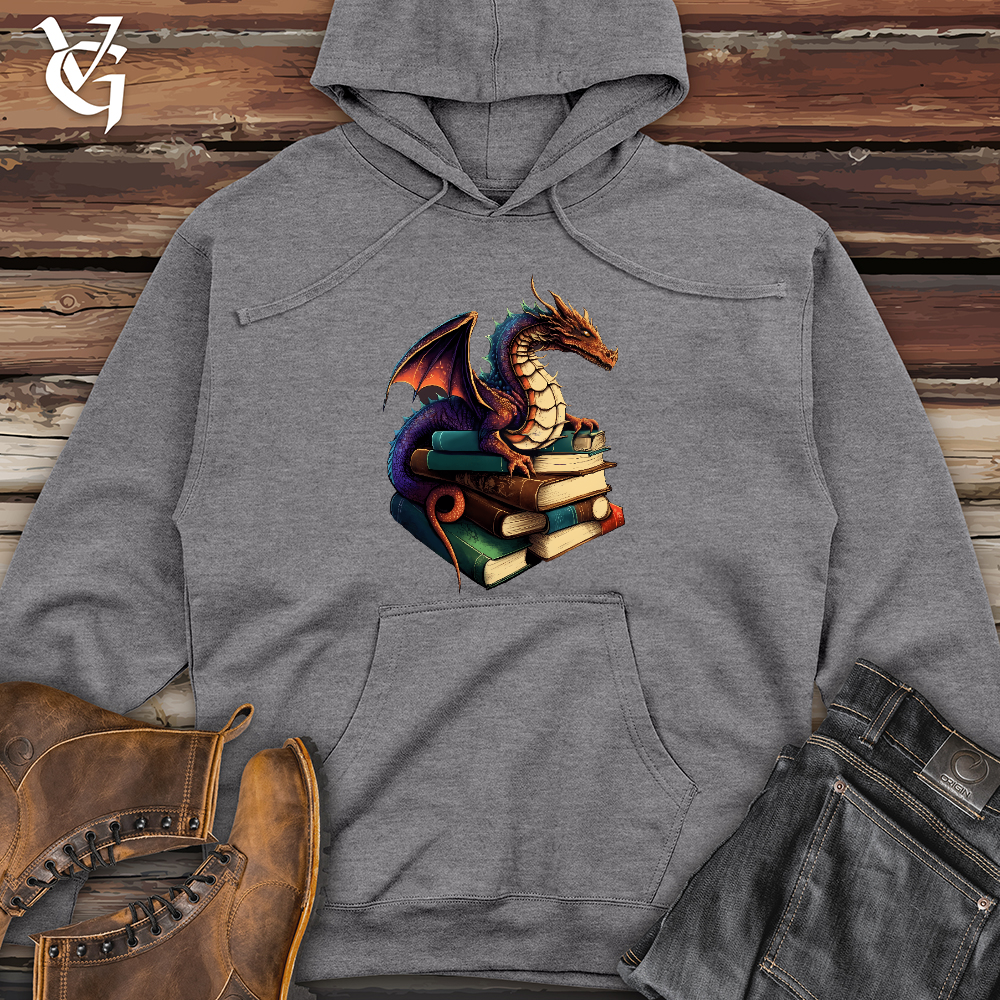 Viking Goods Dragon Book Hoarder Midweight Hooded Sweatshirt Gunmetal Heather / L