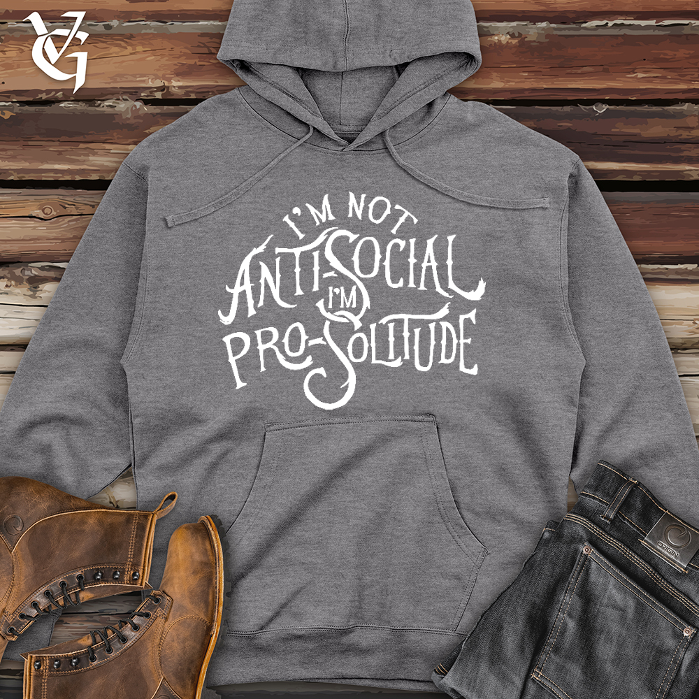 Viking Goods I'm Not AntiSocial Midweight Hooded Sweatshirt Gunmetal Heather / L