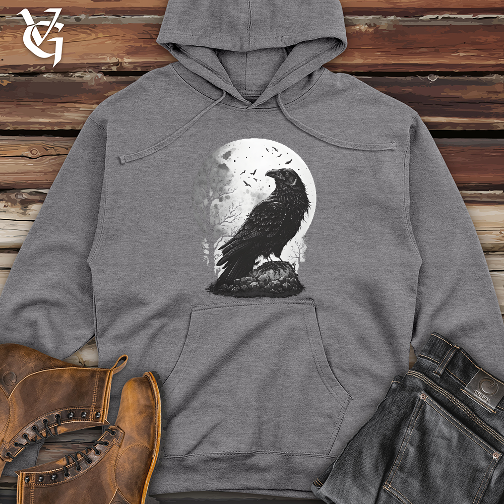 Viking Goods Midnight Raven Perch Midweight Hooded Sweatshirt Gunmetal Heather / L