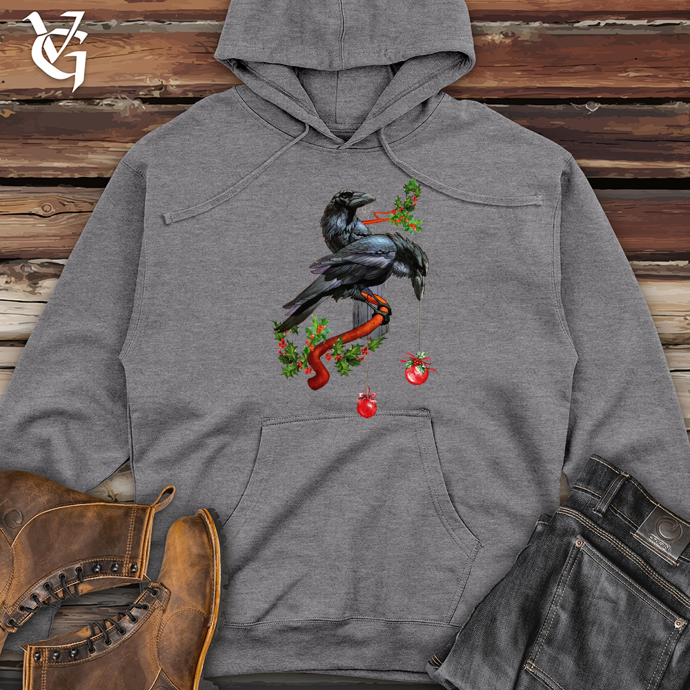 Viking Goods Ravens Dangling Ornaments Midweight Hooded Sweatshirt Gunmetal Heather / L