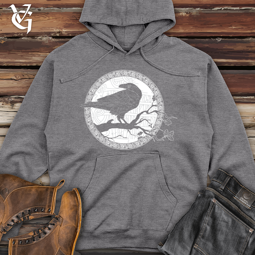 Viking Goods White Winter Raven Midweight Hooded Sweatshirt Gunmetal Heather / L