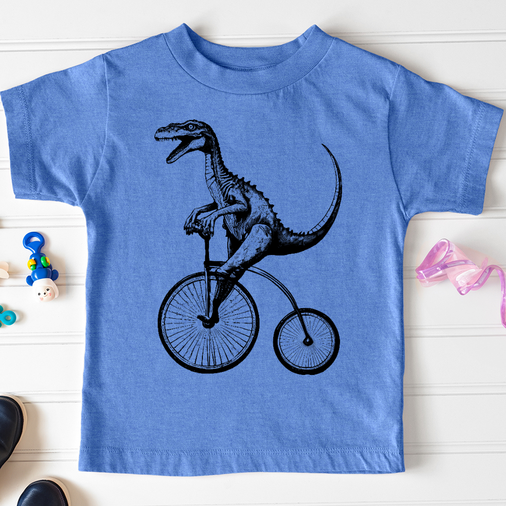 Viking Goods Dinosaur Cyclist Toddler Tee Heather Columbia Blue / 2T