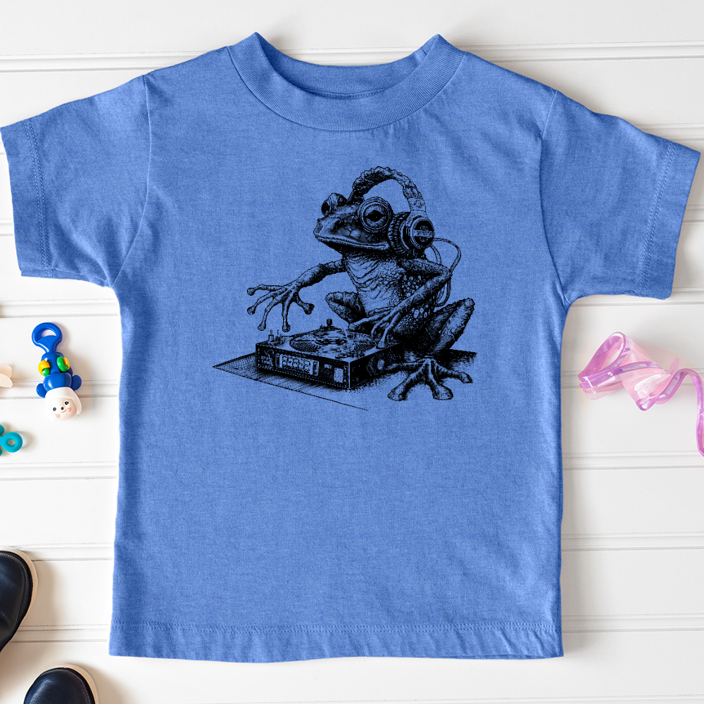 Viking Goods Dj Frog Toddler Tee Heather Columbia Blue / 2T