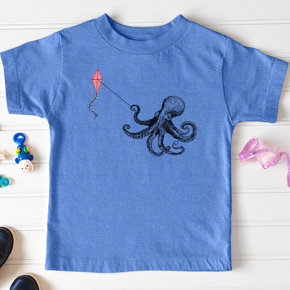 Viking Goods Octopus Flying Kyte Toddler Tee Heather Columbia Blue / 2T