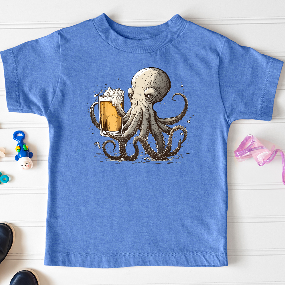 Viking Goods Octopus Happy Hour Toddler Tee Heather Columbia Blue / 2T