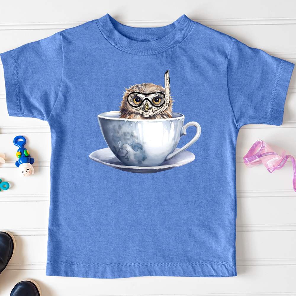 Viking Goods Snorkeling Owl Toddler Tee Heather Columbia Blue / 2T