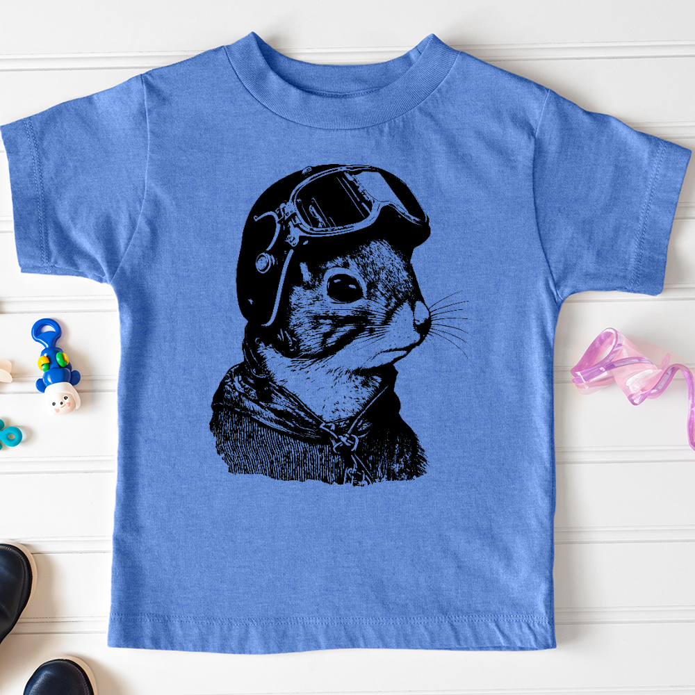 Viking Goods Squirrel Fighter Pilot Toddler Tee Heather Columbia Blue / 2T