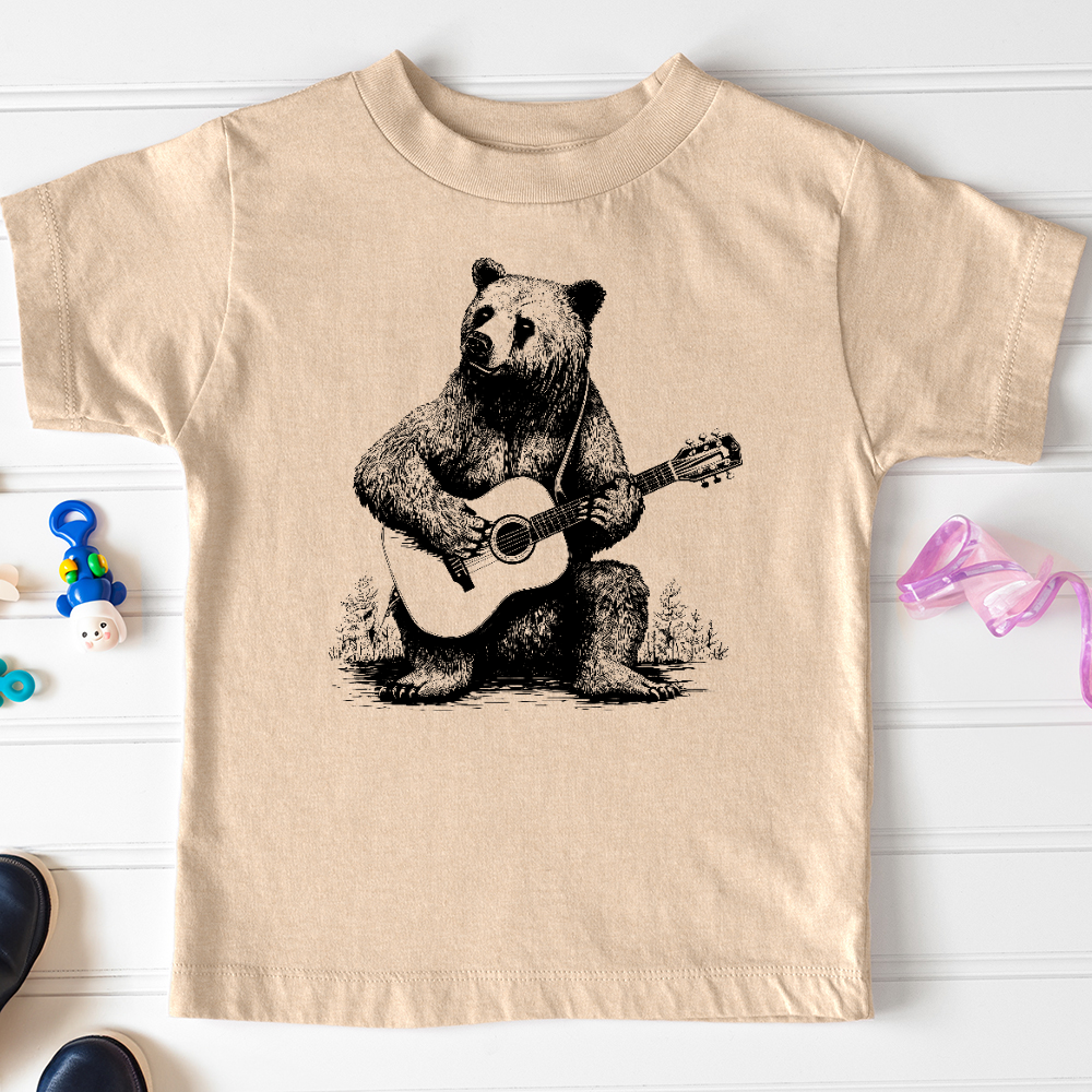 Viking Goods Bear Guitarist Toddler Tee Heather Dust / 2T
