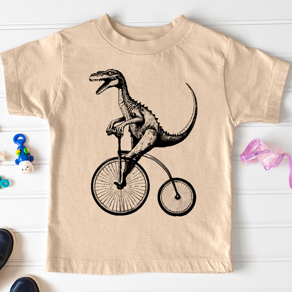 Viking Goods Dinosaur Cyclist Toddler Tee Heather Dust / 2T