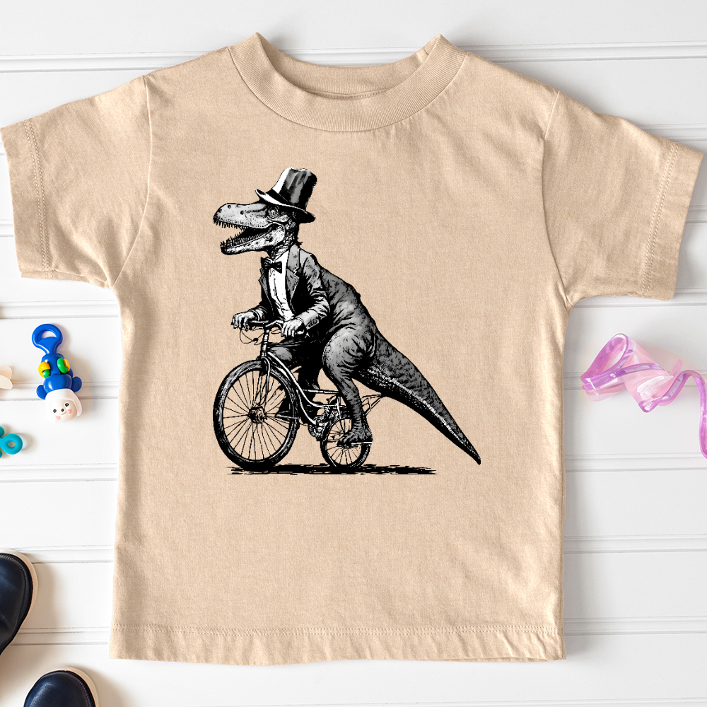 Viking Goods Dinosaur Riding a Bike Toddler Tee Heather Dust / 2T