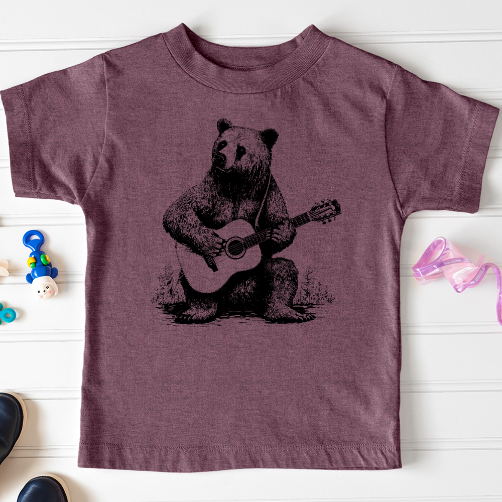 Viking Goods Bear Guitarist Toddler Tee Heather Maroon / 2T