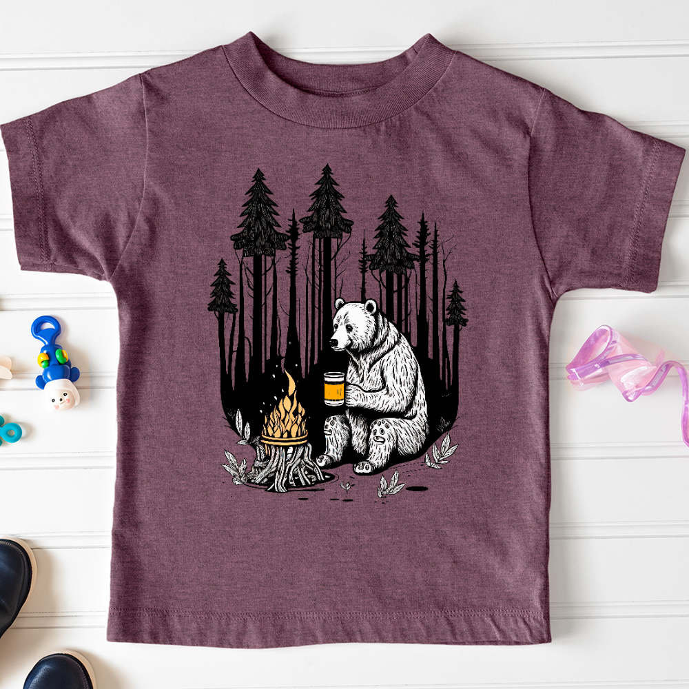 Viking Goods Bear Happy Hour Toddler Tee Heather Maroon / 2T