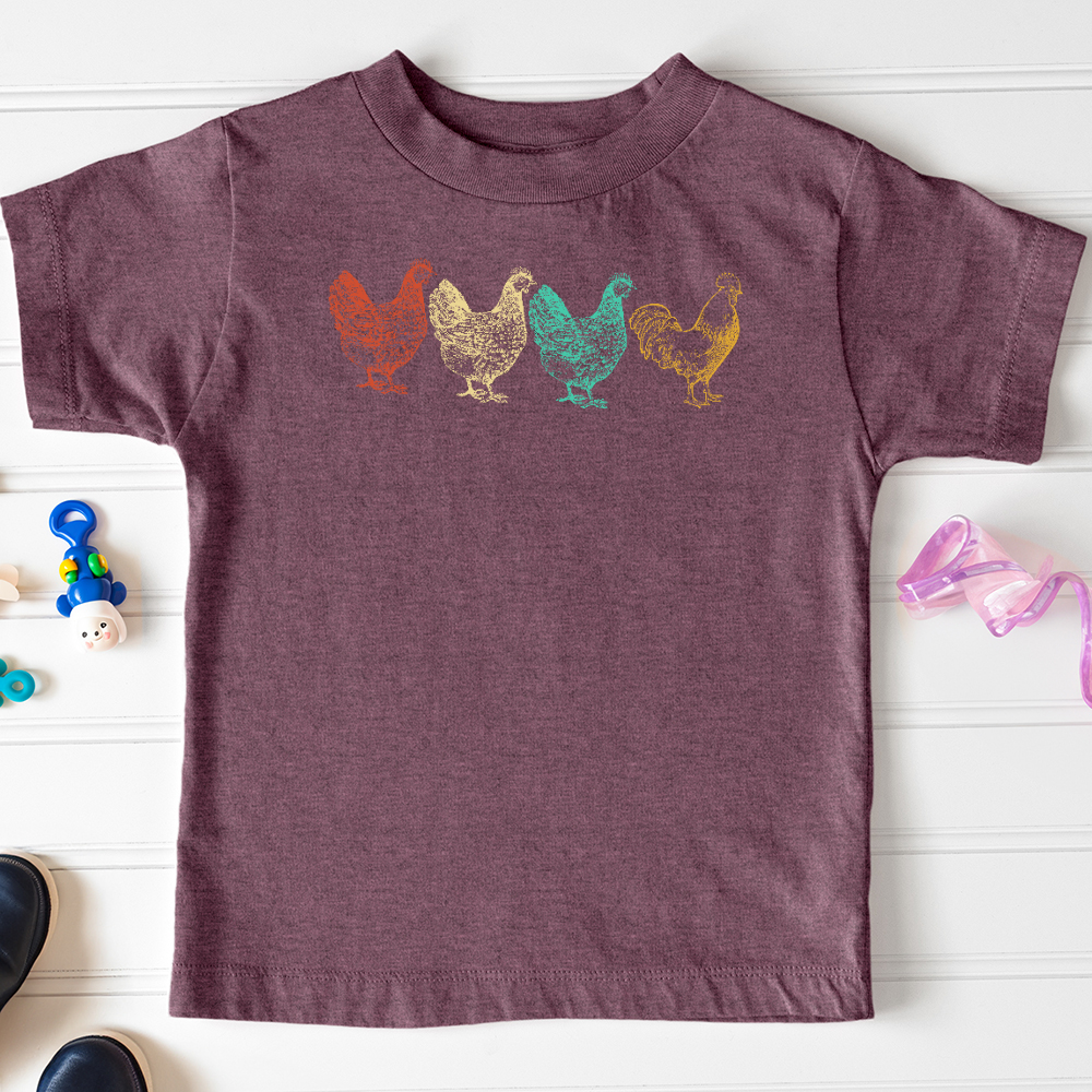 Viking Goods Chicken Scene Toddler Tee Heather Maroon / 2T