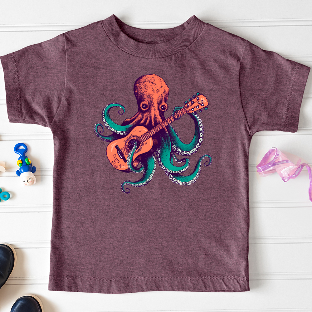 Viking Goods Octopus Guitarist Toddler Tee Heather Maroon / 2T