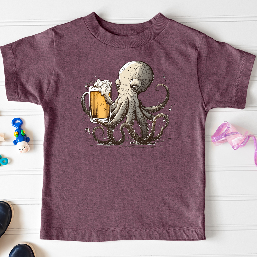 Viking Goods Octopus Happy Hour Toddler Tee Heather Maroon / 2T