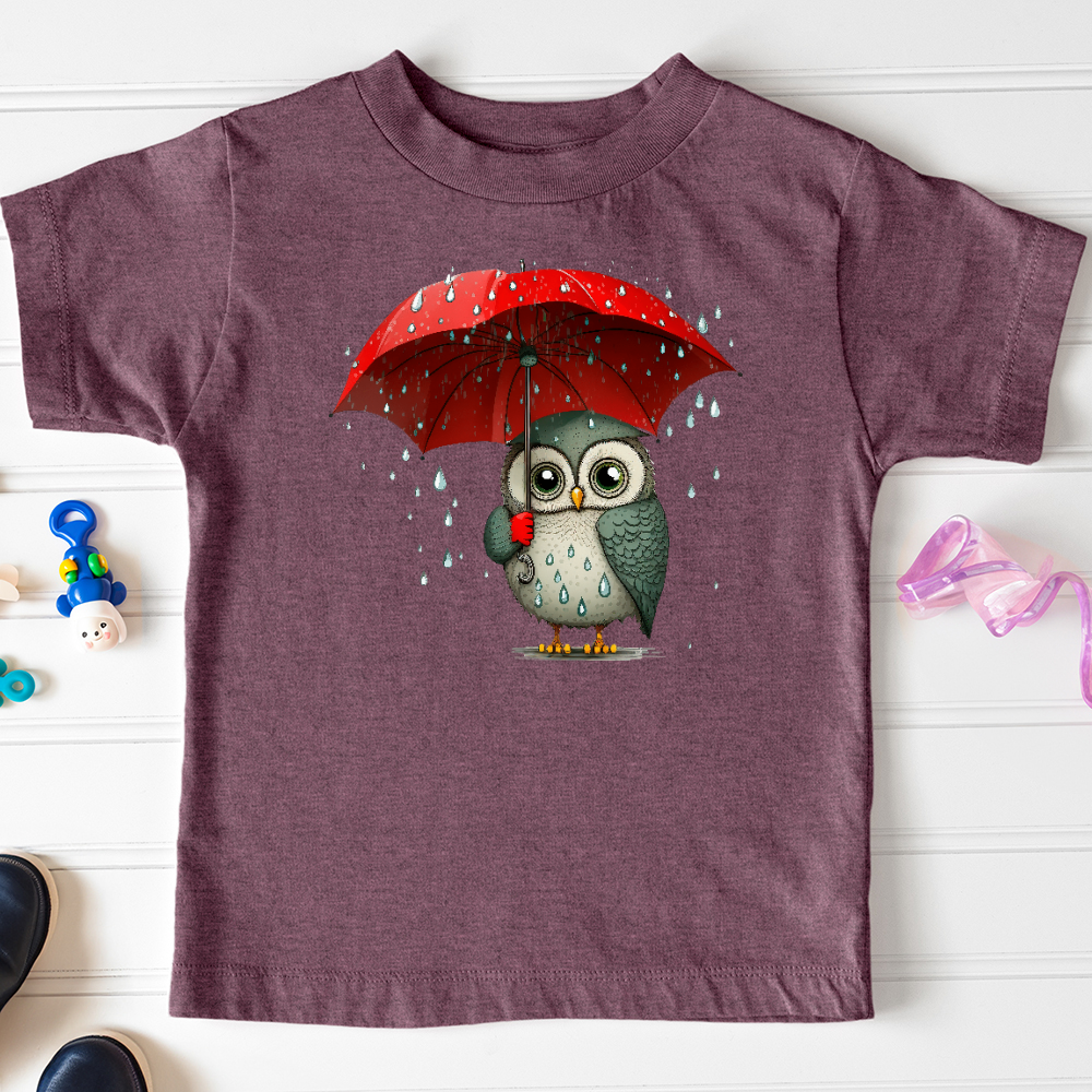 Viking Goods Owl in the Rain Toddler Tee Heather Maroon / 2T