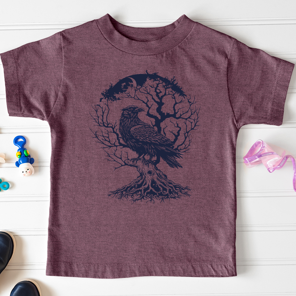 Viking Goods Raven and Old Tree Tattoo Toddler Tee Heather Maroon / 2T