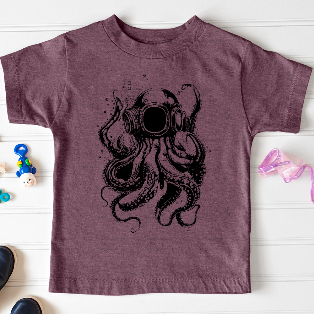 Viking Goods Scuba Octopus Toddler Tee Heather Maroon / 2T