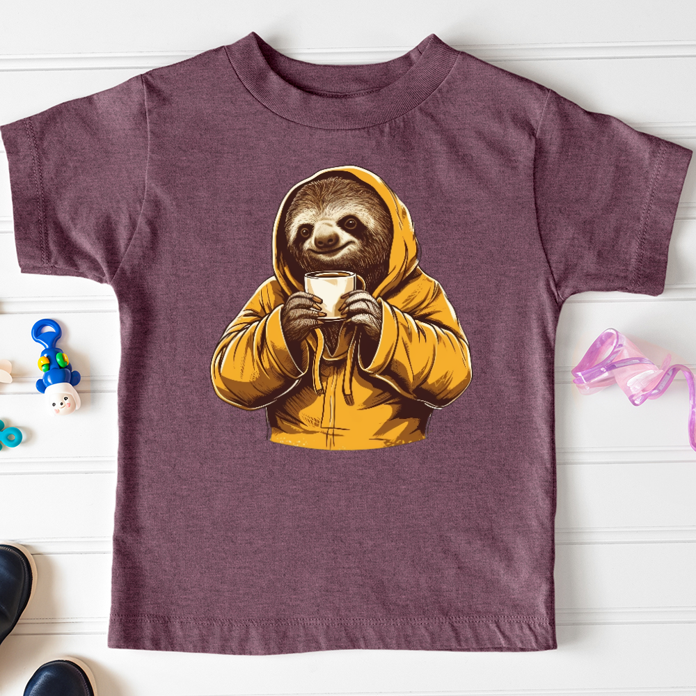 Viking Goods Sloth Coffee Toddler Tee Heather Maroon / 2T