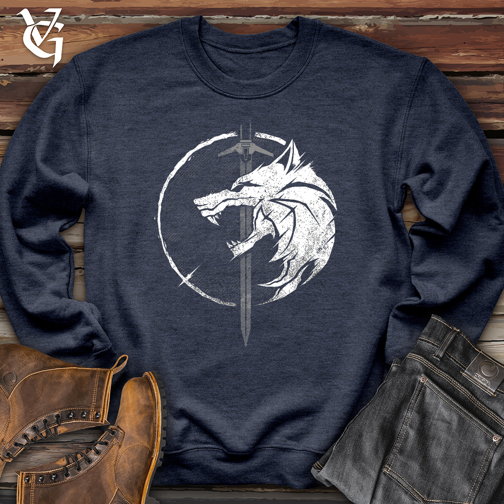Viking Goods Sword and The Wolf Crewneck Heather Navy / L
