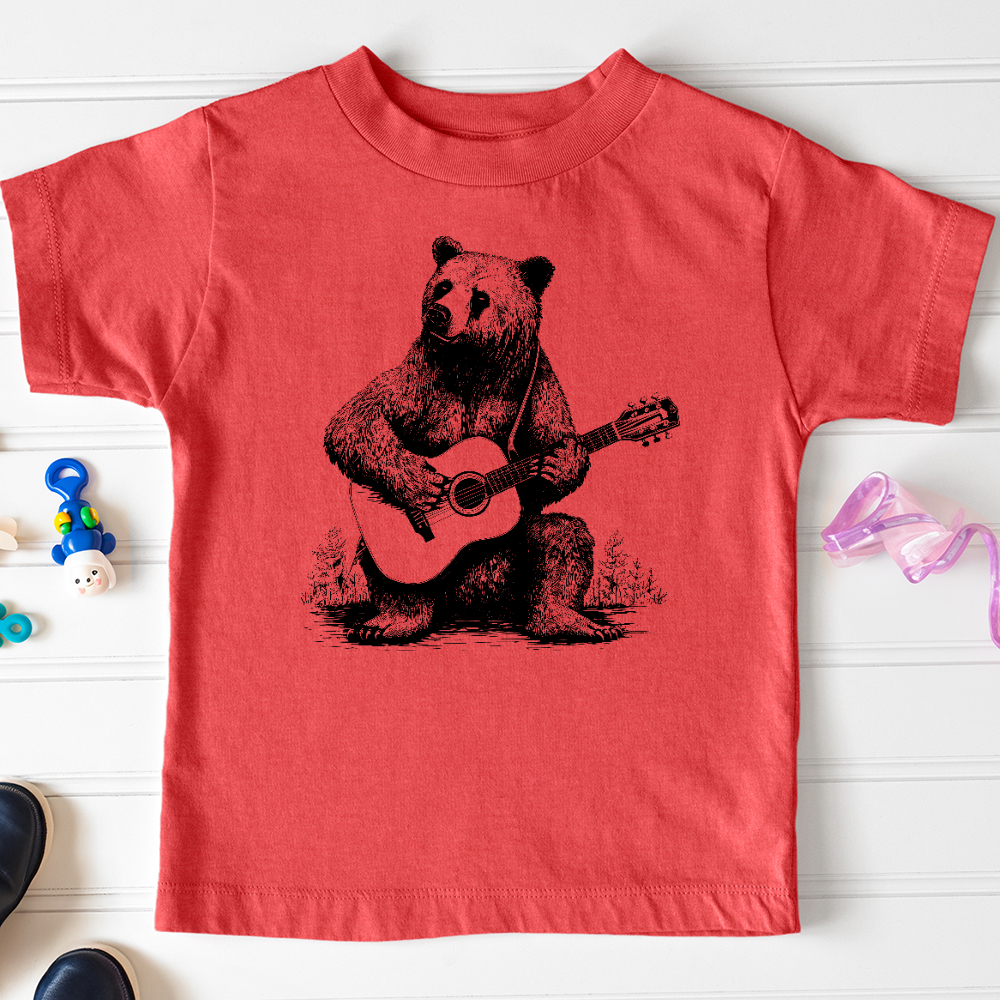 Viking Goods Bear Guitarist Toddler Tee Heather Red / 2T