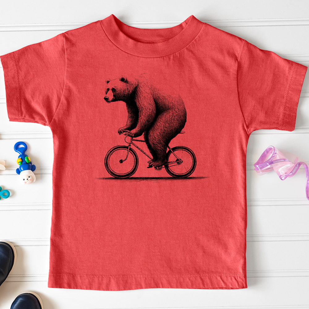 Viking Goods Bear Riding Bike Toddler Tee Heather Red / 2T