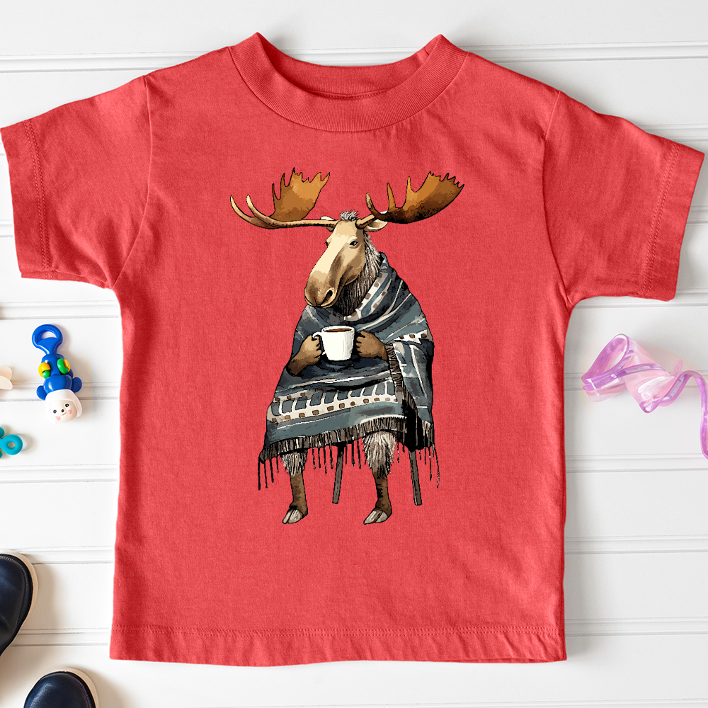 Viking Goods Coffee Drinking Moose Toddler Tee Heather Red / 2T