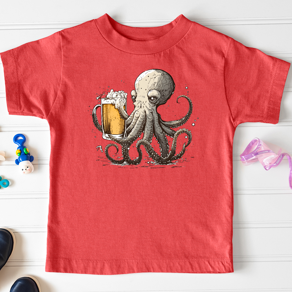 Viking Goods Octopus Happy Hour Toddler Tee Heather Red / 2T