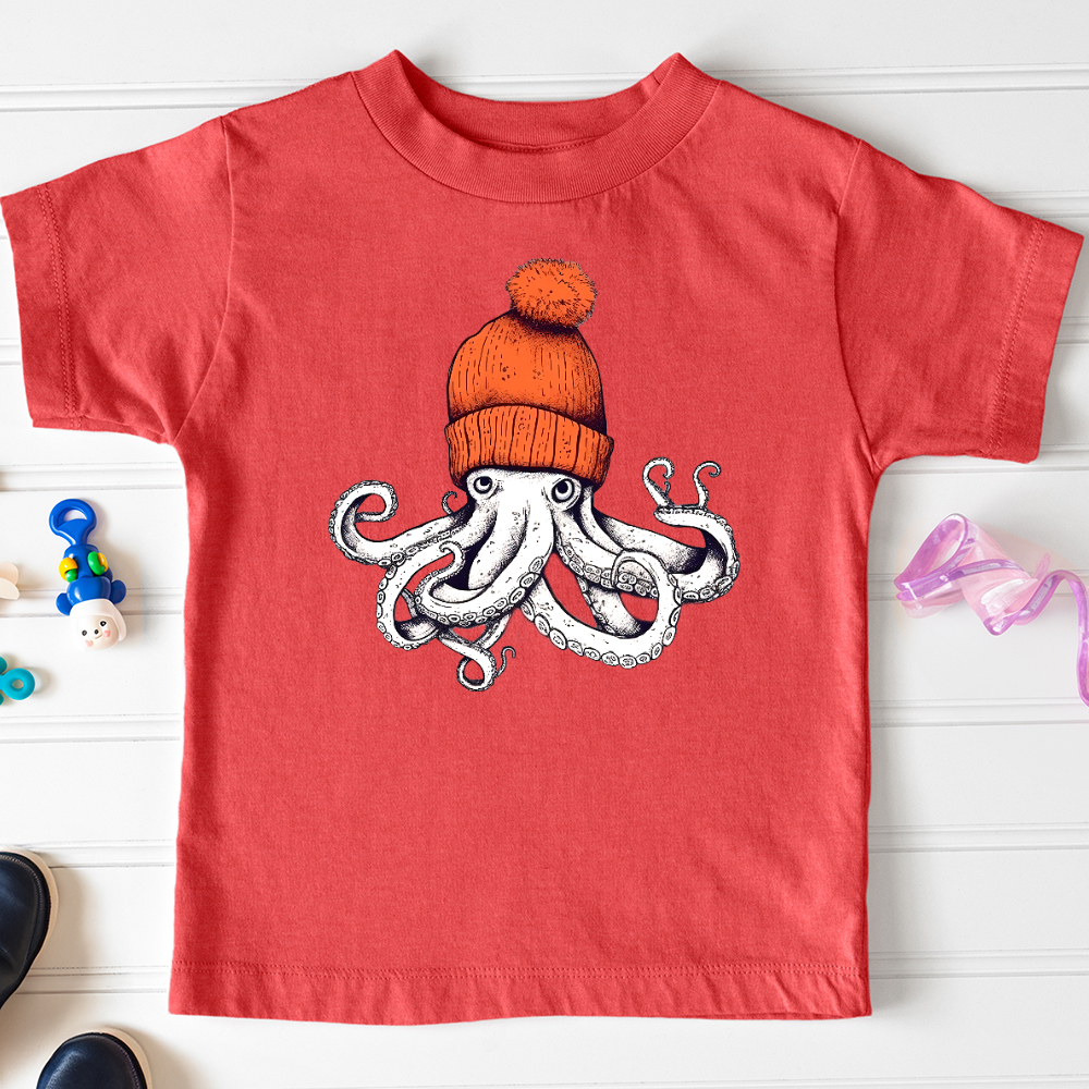 Viking Goods Octopus Orange Beanie Toddler Tee Heather Red / 2T