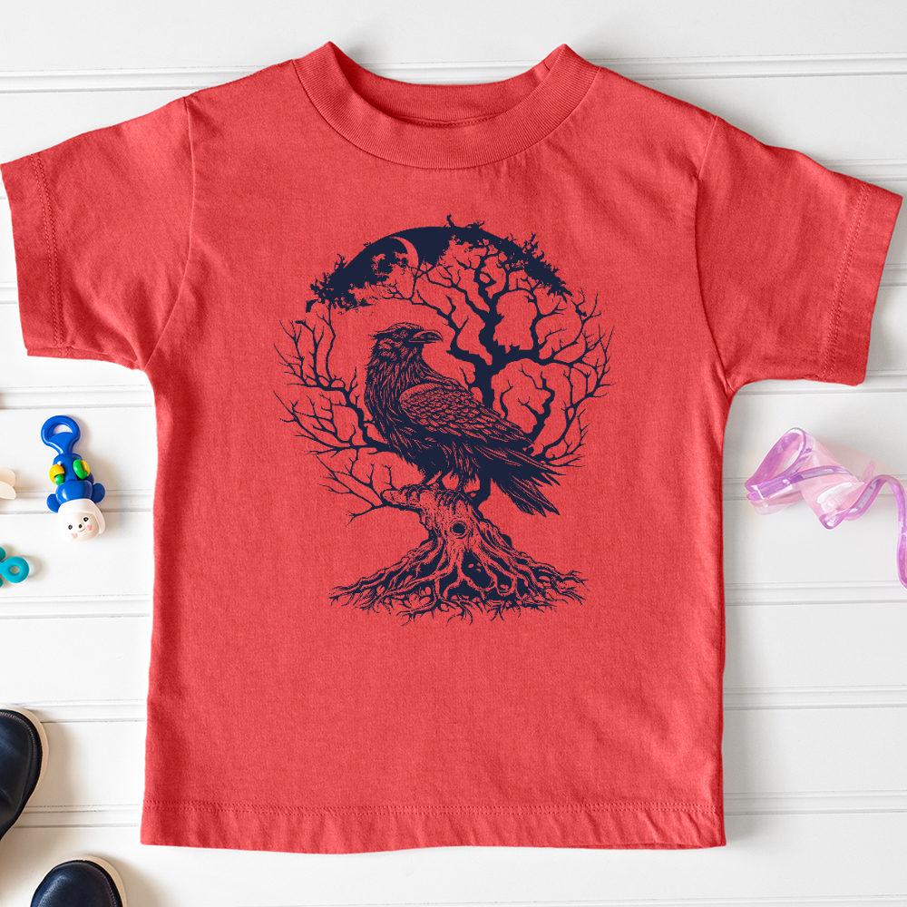 Viking Goods Raven and Old Tree Tattoo Toddler Tee Heather Red / 2T